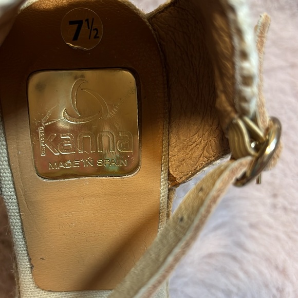 kanna wedge shoes espadrilles, w/ ankle strap EUC navy navy and beige/7.5 - Picture 4 of 9